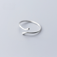 wholesale S925 Silver Ring Women's Korean Style Minimalist Smooth Line Adjustable Heart-shaped Jewelry J6046-S925 silver ring Adjustable opening