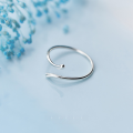 wholesale S925 Silver Ring Women's Korean Style Minimalist Smooth Line Adjustable Heart-shaped Jewelry J6046-0-2