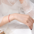 wholesale Sterling Silver S925 Women's Vintage Red Rope Japanese Style Light Bead Bare Chain Wave Wrap Design Bracelet S3381-0-2