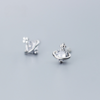 wholesale S925 Sterling Silver Naer Small Universe Stud Earrings, 3D Cute Mini Planet Design with Diamond Inlay G333-s925 silver-rose gold earrings 925 silver