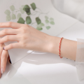 wholesale Sterling Silver S925 Women's Vintage Red Rope Japanese Style Light Bead Bare Chain Wave Wrap Design Bracelet S3381-0-3