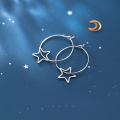 wholesale S925 Sterling Silver Earrings for Women Korean Style Fashion Ins Hollow Five-Pointed Star Girly Ear Accessories G3281-0-0