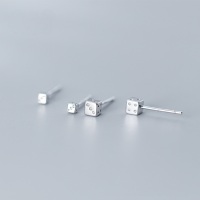 wholesale S925 Sterling Silver Naer Small and Cute Dice Square Stud Earrings Korean Style Fresh and Minimalist G3476-S925 silver pair 0.2CM 925 silver