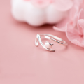 wholesale S925 silver ring for women, Korean-style fashion smooth surface kitten adjustable ring J4804-0-0