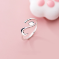 wholesale S925 silver ring for women, Korean-style fashion smooth surface kitten adjustable ring J4804-0-4