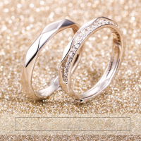 wholesale S925 Sterling Silver Couple Rings, Luxury Light Bridge of Sighs Kiss Matching Rings for Men and Women, Diamond-Cut Design Band Wholesale Gift-S925 sterling silver Open ended women's ring