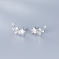 wholesale S925 Sterling Silver Korean Style Cute Sweet Star Earrings Fresh and Creative Meteorite Diamond Studs G3628-0-0