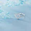 wholesale S925 Silver Nalan Ring for Women, Korean Style Fresh and Minimalist Diamond-Inlaid Combination Openwork Heart Light Bead Open Adjustable J6210-0-3