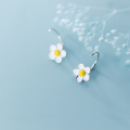 wholesale S925 Sterling Silver Small Fresh Sweet and Elegant White Flower Ear Hook, Personalized and Stylish Gift Earrings G3847-0-1