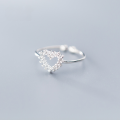 wholesale S925 Silver Nalan Ring for Women, Korean Style Fresh and Minimalist Diamond-Inlaid Combination Openwork Heart Light Bead Open Adjustable J6210-0-1