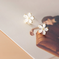 wholesale S925 Silver Narcissus Daisy Petal Ear Studs Small Fresh Five-Petal Flower Sweet Fairy Floral Earrings G3845-0-0