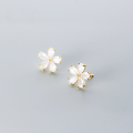 wholesale S925 Silver Narcissus Daisy Petal Ear Studs Small Fresh Five-Petal Flower Sweet Fairy Floral Earrings G3845-0-1