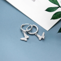 wholesale S925 Sterling Silver Ear Clasp Women's Japanese and Korean Style Minimalist Fresh Butterfly Diamond Inlaid Girly Ear Jewelry G3900-0-1