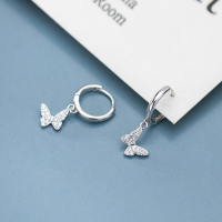 wholesale S925 Sterling Silver Ear Clasp Women's Japanese and Korean Style Minimalist Fresh Butterfly Diamond Inlaid Girly Ear Jewelry G3900-S925 Silver Earrings 925 Silver