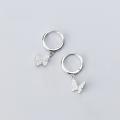 wholesale S925 Sterling Silver Ear Clasp Women's Japanese and Korean Style Minimalist Fresh Butterfly Diamond Inlaid Girly Ear Jewelry G3900-0-3