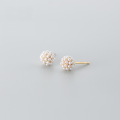 wholesale S925 silver synthetic pearl round ball earrings for women, elegant and minimalist, mini bubble flower ear accessories G7849-0-1