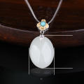 wholesale Gold and silver electroplated vintage ethnic style jade pendant for women with certificate, inlaid with turquoise cabochon and Hetian jade-0-5