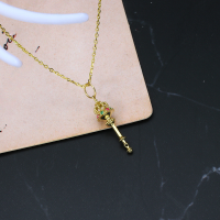 wholesale 9K Gold Jewelry Cinderella Peripherals Crown Scepter Gemstone Pendant 19 New Necklace Light Luxury-Crown Scepter Pendant>9K Gold