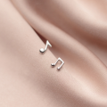 wholesale Sterling Silver S925 Musical Note Earrings for Women, Korean Style Asymmetric Earrings, Small and Minimalist Ear Accessories E4979-0-0