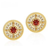 wholesale Metal material new palace-style retro garnet earrings for women, studs jewelry wholesale-Garnet 925 Silver