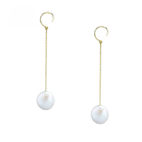 wholesale 9K gold, Yang Mi's same style "Eternal Love" new elegant earrings, irregular-shaped freshwater pearl earrings, in stock-Freshwater Pearl Button Earrings 9K Gold