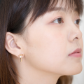 wholesale S925 silver plated 9K gold with Japanese-style toolbox hammer design, natural freshwater pearl earrings for women, finely crafted with colored gemstones-0-4
