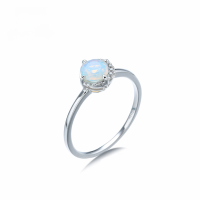 wholesale 9K Gold Artificial Opal Crescent Zirconia Ring for Women, Creative Ring Wholesale from Yili Jewelry Source Factory-Artificial Opal Meniscus Zircon Ring 11#