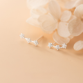 wholesale S925 Sterling Silver Earrings for Women, Korean Style Fresh and Sweet Small Single Diamond Three Flowers Simple Ear Accessories G4290-0-0