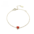 wholesale 9/14K Gold Minimalist Heart Bracelet and Artificial Resin Elegant Small Red Heart Necklace Set by Yili Jewelry-0-0