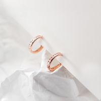wholesale S925 Sterling Silver Korean-style Minimalist Simple Small Circle Ear Clasp Fashion Diamond Inlaid Artistic Hoop Earrings G0037-S925 silver pair rose gold 925 silver