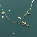 wholesale S925 Silver Necklace Women's Korean Style Fresh Diamond-Encrusted Cross Heart with Diamond Sweet Collarbone Chain D6212-0-0