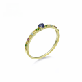 wholesale [9K Gold] Japanese-style Light Jewelry Natural Colored Gemstone Iolite Ring for Women, Versatile Simple and Fresh Hand Accessory, Drop Shipping-0-0