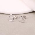 wholesale S925 Sterling Silver Romad New Hollow Sweet Heart Stud Earrings, Simple Korean Style-0-3