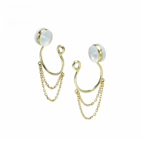 wholesale 9K Gold Japanese Minimalist Tassel Chain Ear Clip, No Piercing Earrings for Women, Direct from Manufacturer-Non-pierced tassel earrings 9K gold