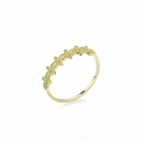 wholesale 9K Gold Japanese-style lightweight hollow wave bead-edged stackable ring, versatile and fresh leaf minimalist design-9K Gold Hollow Roller Ring 15#