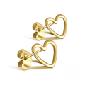 wholesale S925 Sterling Silver Romad New Hollow Sweet Heart Stud Earrings, Simple Korean Style-0-0