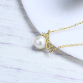 wholesale 9K Gold Korean Version Sweet Bow Pearl Necklace Collarbone Chain for Women, Simple and Versatile with a Girly Heart and Niche Design Sense-0-3
