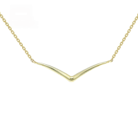 wholesale 9K Gold Ultra Minimalist Small V-Shaped Necklace Collarbone Chain Niche Design Internet Celebrity Trendy Ins Japanese Style Light Luxury New Arrival-Simple V-shaped plain gold necklace 9K gold
