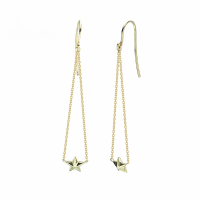 wholesale 9K/18K gold metal material new source factory new popular star earrings long style one-piece distribution-Five-pointed star earrings 9K gold