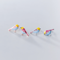 wholesale Sterling Silver S925 Bird Earrings Women Japanese Minimalist Style Unique Small Bird Earrings Forest Theme Cute Animal Earrings Jewelry G2013-0-1
