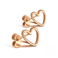 wholesale S925 Sterling Silver Romad New Hollow Sweet Heart Stud Earrings, Simple Korean Style-0-4