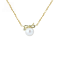 wholesale 9K Gold Korean Version Sweet Bow Pearl Necklace Collarbone Chain for Women, Simple and Versatile with a Girly Heart and Niche Design Sense-0-0