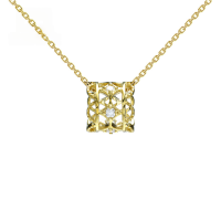 wholesale 9K Gold Japanese Retro Lace Pattern Hollow Single Loop Circle Diamond Pendant for Women Direct from Source Manufacturer with Fine Craftsmanship-Hollow Lace Pattern Single Ring Diamond Pendant 9K Gold