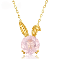 wholesale S925 Sterling Silver Fashionable and Trendy Cute Rabbit Necklace, Collarbone Chain Jewelry Gift from Japan and Korea-10K gold + swimming paint  925 silver