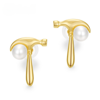wholesale S925 silver plated 9K gold with Japanese-style toolbox hammer design, natural freshwater pearl earrings for women, finely crafted with colored gemstones-Freshwater Pearl (Bracelet) 925 Silver