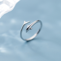 wholesale S925 Sterling Silver Ring for Women, Korean Style Fresh Ocean View Surface Dolphin Maiden Openable Hand Jewelry J6668-s925 silver ring Adjustable opening