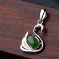 wholesale [925 Sterling Silver] With appraisal certificate, inlaid with Hetian jadependant, simple and fashionable cabochon gemstone necklace for women-0-5