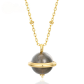 wholesale S925 silver gold-plated, Japanese Korean style natural labradorite planet geometric pendant necklace for women, precision craftsmanship with colored gemstones-0-0