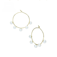 wholesale 14K gold limited edition autumn and winter jewelry earrings, 5A-grade natural pearl large hoop earrings for women, fashionable OL minimalist style-SJ Pearl Earrings>14K Gold