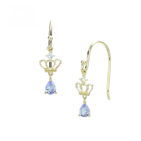 wholesale 14K Gold Japanese Light Jewelry Purple Tanzanite Crown Earrings for Women, Christmas New Style Ear Hooks, Dropshipping-Tanzanite Crown Earrings 14K Gold